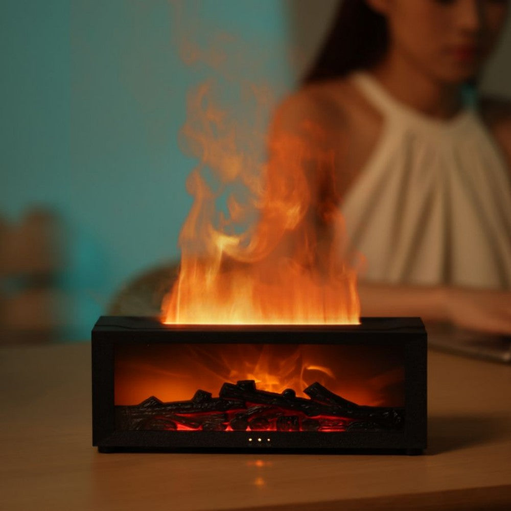 Fireplace Flame Aromatherapy diffuser - Realistic LED Flame & Mist